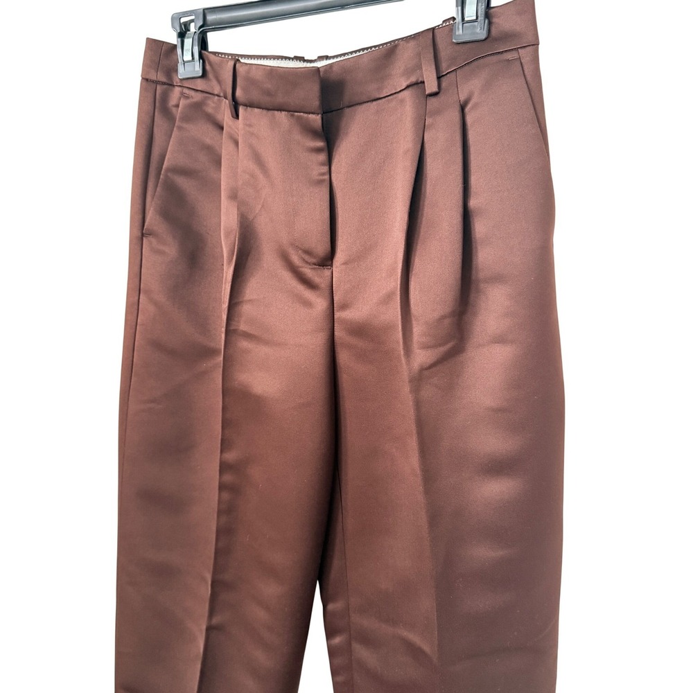 J. CREW Wide-leg pleated pant in duchesse satin brown - Picture 4 of 9